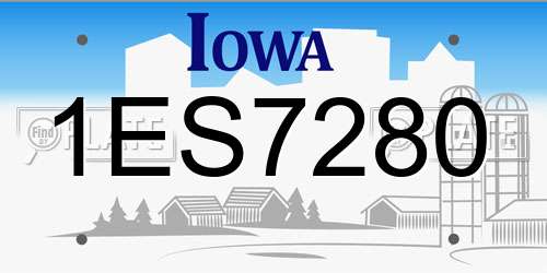 1ES7280 Iowa License Plate