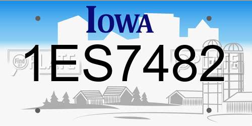 1ES7482 Iowa License Plate