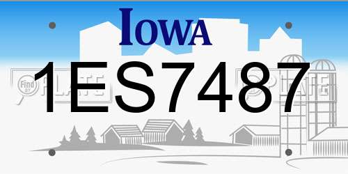 1ES7487 Iowa License Plate