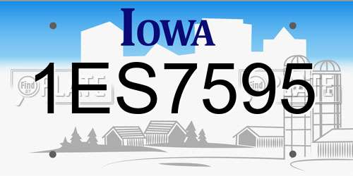 1ES7595 Iowa License Plate