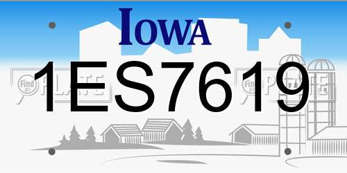 1ES7619 Iowa License Plate