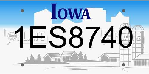 1ES8740 Iowa License Plate