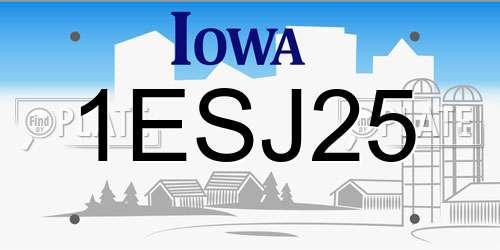 1ESJ25 Iowa License Plate
