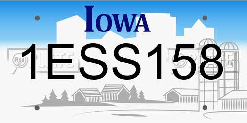 1ESS158 Iowa License Plate