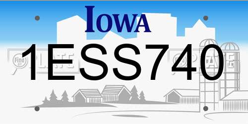 1ESS740 Iowa License Plate