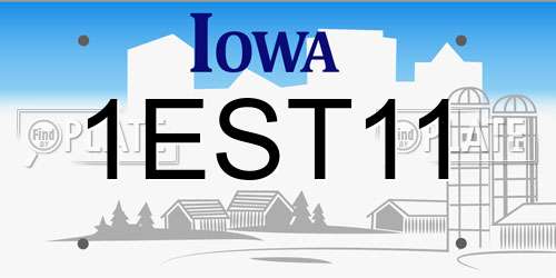 1EST11 Iowa License Plate