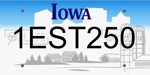 1EST250 Iowa License Plate