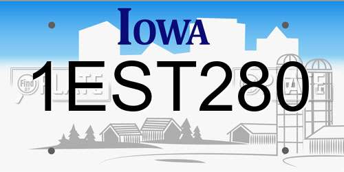 1EST280 Iowa License Plate