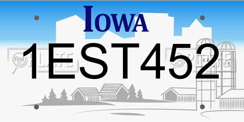 1EST452 Iowa License Plate