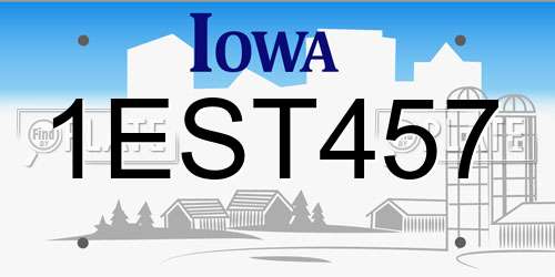 1EST457 Iowa License Plate