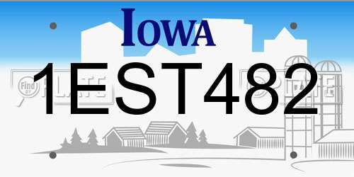 1EST482 Iowa License Plate