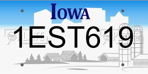 1EST619 Iowa License Plate