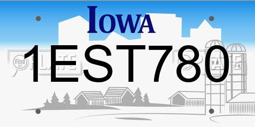 1EST780 Iowa License Plate
