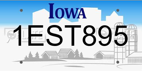 1EST895 Iowa License Plate