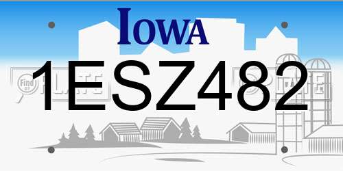 1ESZ482 Iowa License Plate