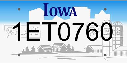 1ET0760 Iowa License Plate