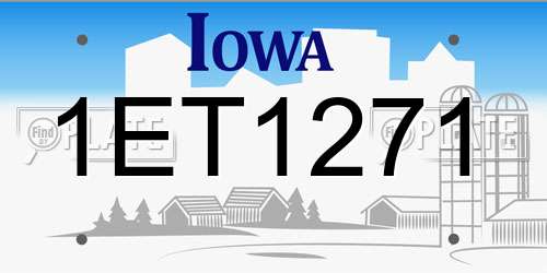 1ET1271 Iowa License Plate