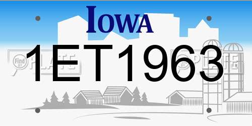 1ET1963 Iowa License Plate