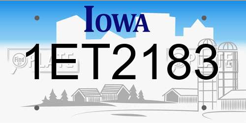 1ET2183 Iowa License Plate