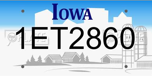 1ET2860 Iowa License Plate