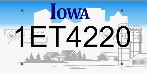 1ET4220 Iowa License Plate