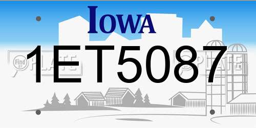 1ET5087 Iowa License Plate