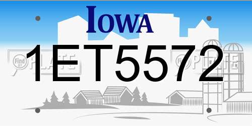 1ET5572 Iowa License Plate