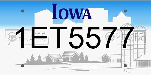 1ET5577 Iowa License Plate