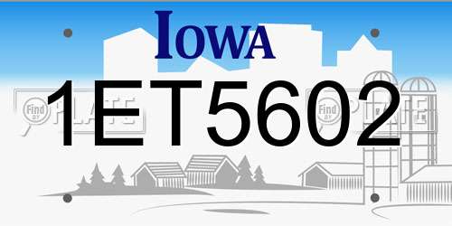 1ET5602 Iowa License Plate