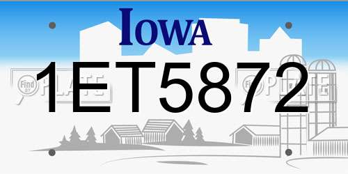 1ET5872 Iowa License Plate