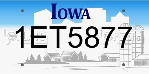 1ET5877 Iowa License Plate