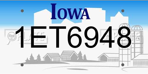 1ET6948 Iowa License Plate