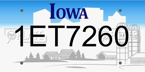 1ET7260 Iowa License Plate