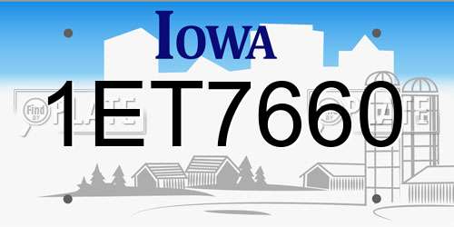 1ET7660 Iowa License Plate