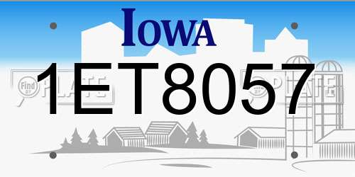 1ET8057 Iowa License Plate