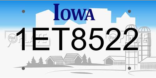 1ET8522 Iowa License Plate