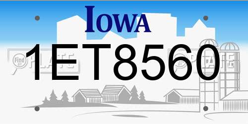 1ET8560 Iowa License Plate