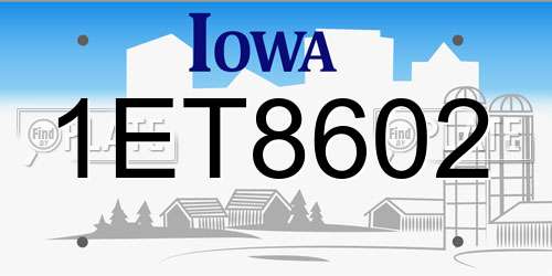 1ET8602 Iowa License Plate