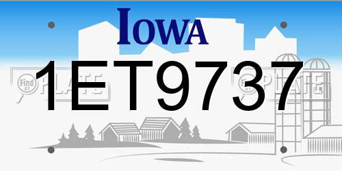1ET9737 Iowa License Plate