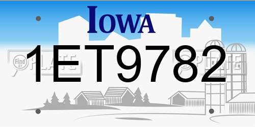 1ET9782 Iowa License Plate