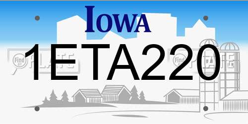 1ETA220 Iowa License Plate