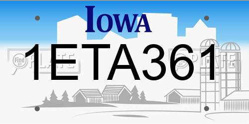 1ETA361 Iowa License Plate