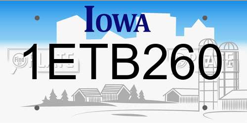 1ETB260 Iowa License Plate