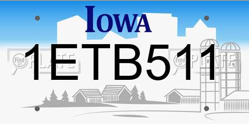 1ETB511 Iowa License Plate