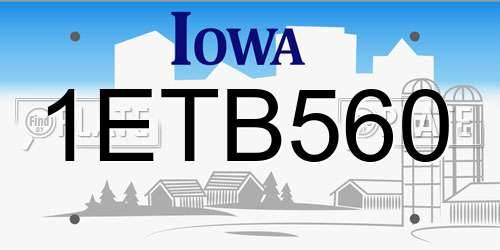 1ETB560 Iowa License Plate