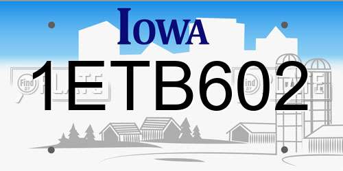 1ETB602 Iowa License Plate