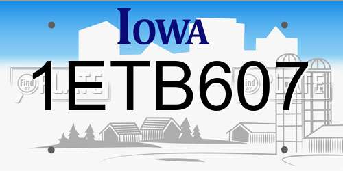 1ETB607 Iowa License Plate