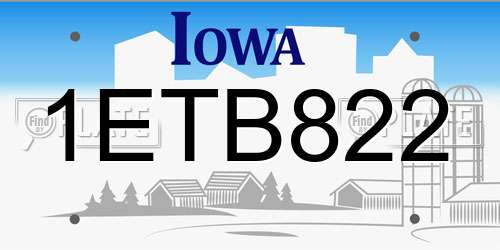 1ETB822 Iowa License Plate