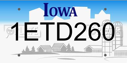 1ETD260 Iowa License Plate