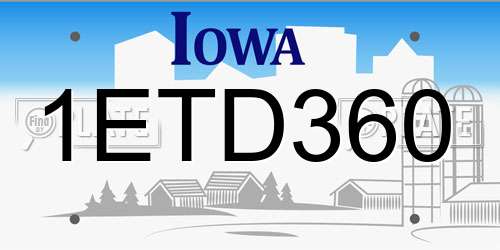 1ETD360 Iowa License Plate
